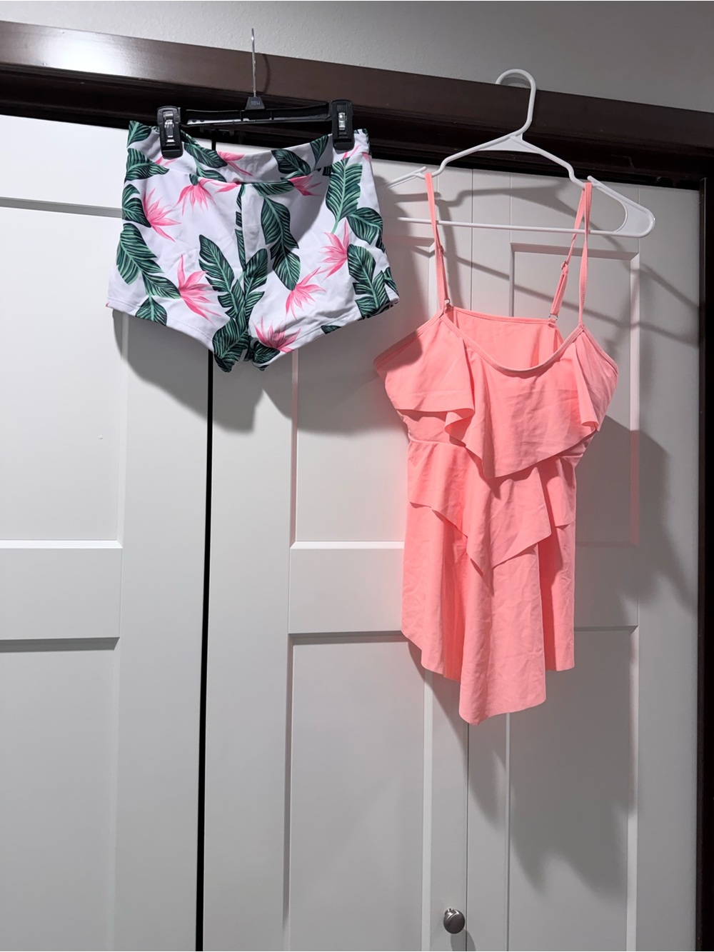 Women’s Coral Pink Ruffle One-Piece Swimsuit